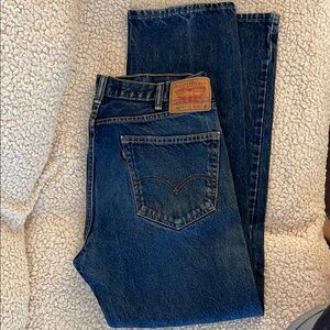 Levi's 505 Blue Straight Jeans with Gold Stitching